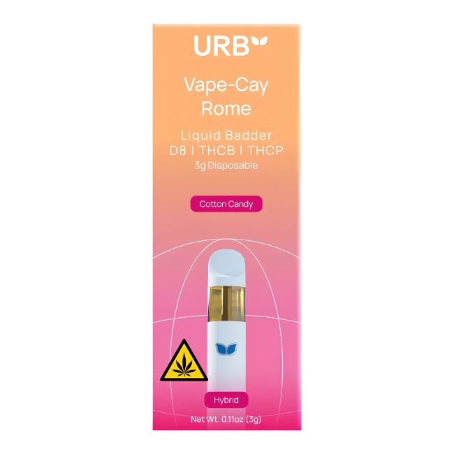 URB VAPE-CAY ROME LIQUID BADDER (D8+THC-B+THC-P) 3GM DISPO 6CT/ BOX
