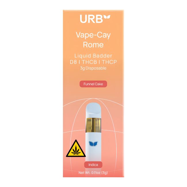 URB VAPE-CAY ROME LIQUID BADDER (D8+THC-B+THC-P) 3GM DISPO 6CT/ BOX