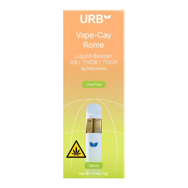 URB VAPE-CAY ROME LIQUID BADDER (D8+THC-B+THC-P) 3GM DISPO 6CT/ BOX