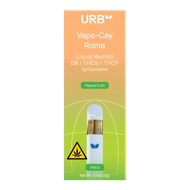 URB VAPE-CAY ROME LIQUID BADDER (D8+THC-B+THC-P) 3GM DISPO 6CT/ BOX