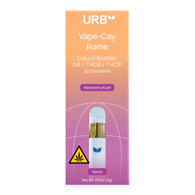 URB VAPE-CAY ROME LIQUID BADDER (D8+THC-B+THC-P) 3GM DISPO 6CT/ BOX