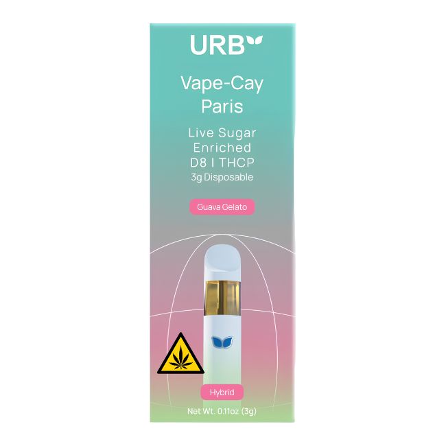 URB VAPE-CAY PARIS D8 + THCP LIVE SUGAR 3GM DISPO 6CT/ BOX