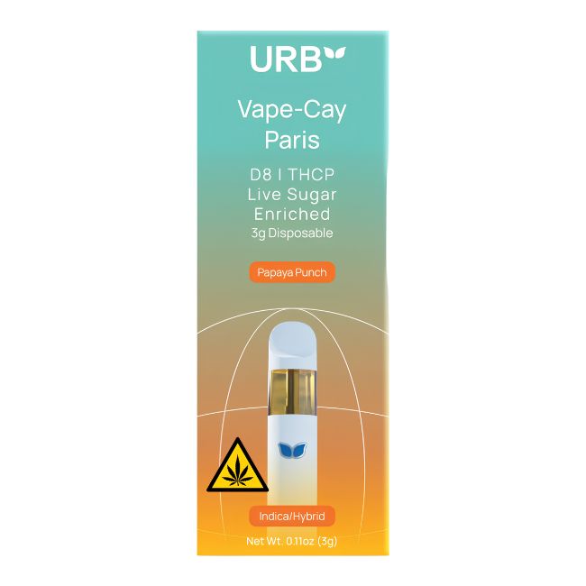 URB VAPE-CAY PARIS D8 + THCP LIVE SUGAR 3GM DISPO 6CT/ BOX
