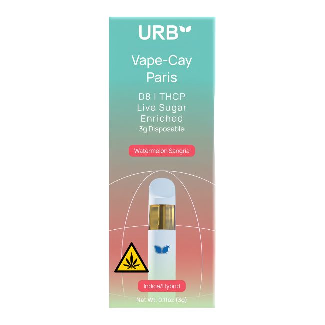 URB VAPE-CAY PARIS D8 + THCP LIVE SUGAR 3GM DISPO 6CT/ BOX