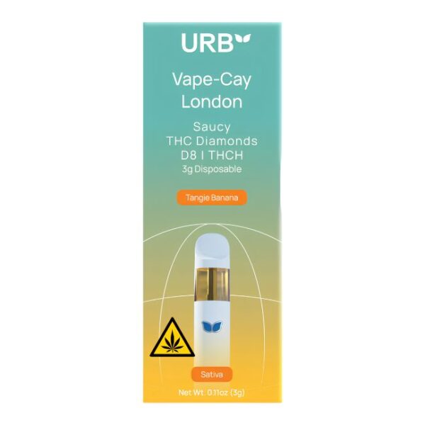 URB VAPE-CAY LONDON SAUCY THC DIAMONDS D8 + THCH 3GM DISPO 6CT/ BOX