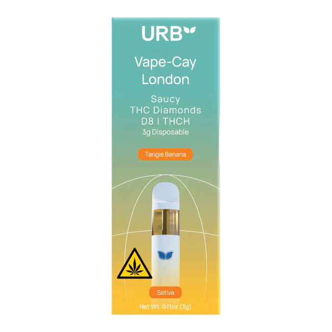 URB VAPE-CAY LONDON SAUCY THC DIAMONDS D8 + THCH 3GM DISPO 6CT/ BOX