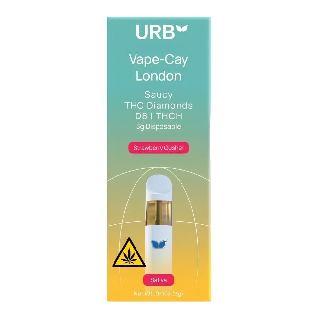 URB VAPE-CAY LONDON SAUCY THC DIAMONDS D8 + THCH 3GM DISPO 6CT/ BOX