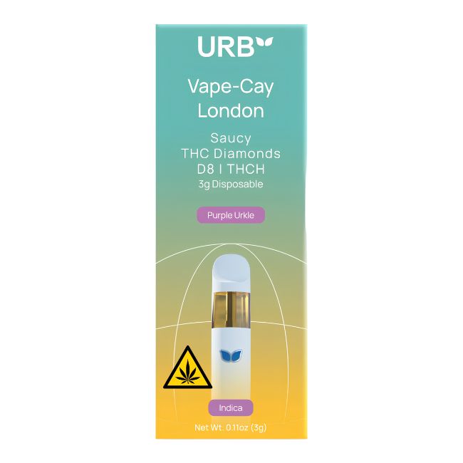 URB VAPE-CAY LONDON SAUCY THC DIAMONDS D8 + THCH 3GM DISPO 6CT/ BOX
