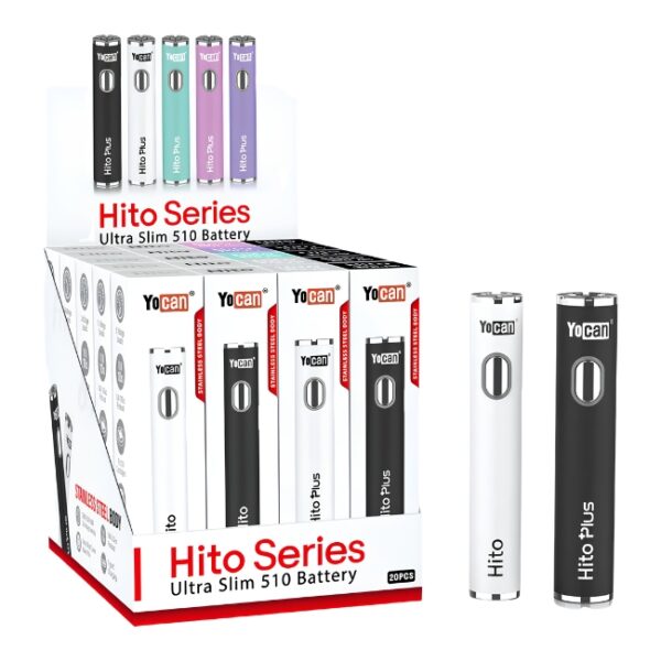 YOCAN HITO AND HITO PLUS ULTRA SLIM 510 THREAD BATTERY ASSORTED COLOR 20CT/DISPLAY