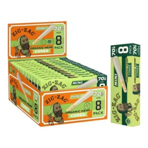 ZIG ZAG ORGANIC HEMP CONES 70'S (8PK-18CT DISPLAY BOX)