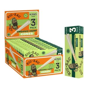 ZIG ZAG ORGANIC HEMP CONES KING SIZE (3PK-24CT DISPLAY BOX)